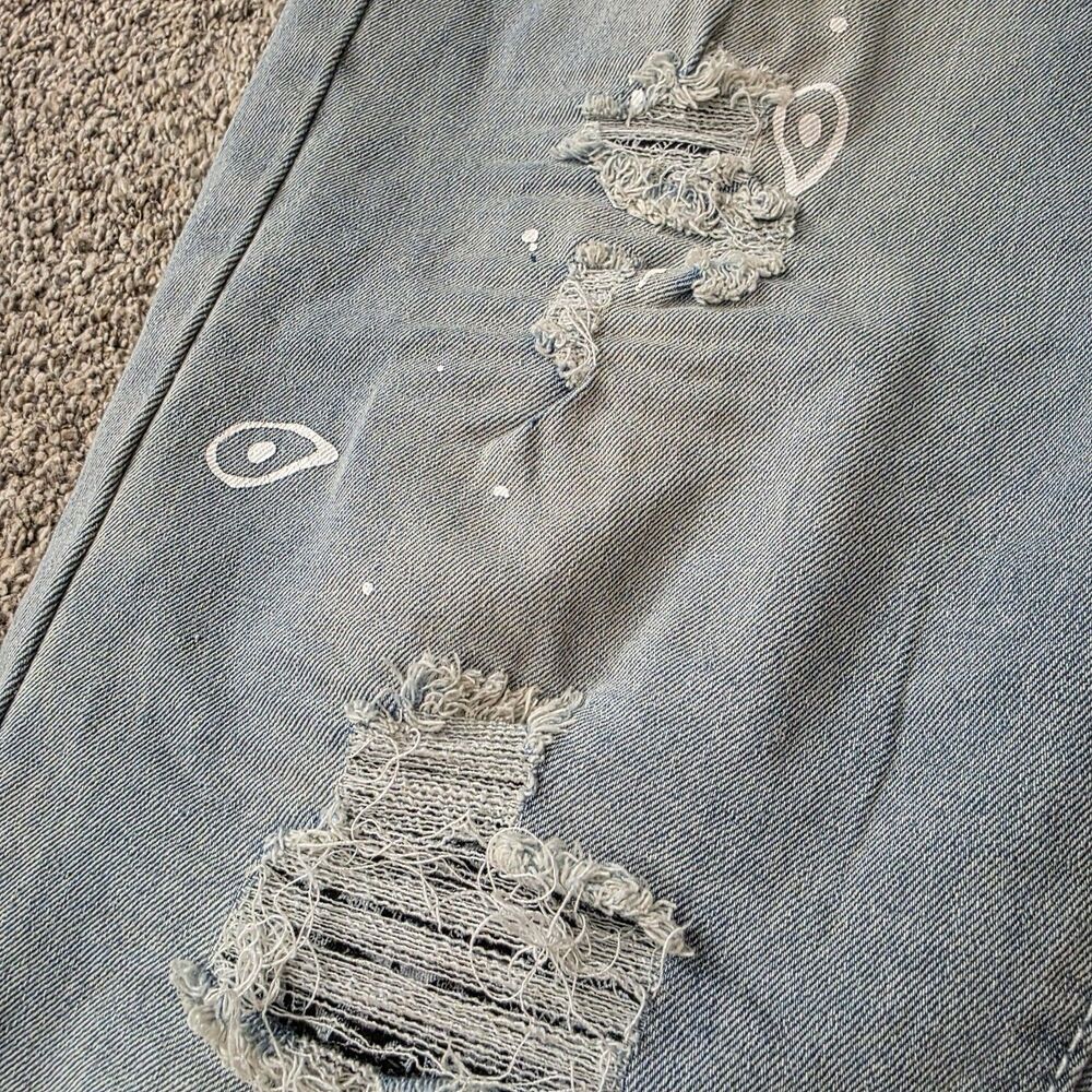 M. Society Politcally Incorrect Jeans Size 36 X 32 Skinny Distressed Skull Moto - Picture 11 of 13